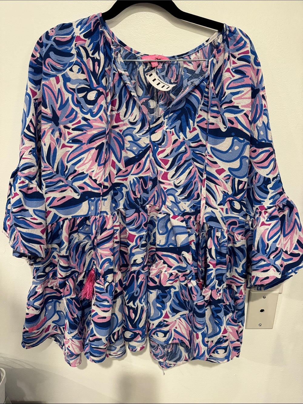 Simply Southern Pink & Blue Wavy Floral Tunic